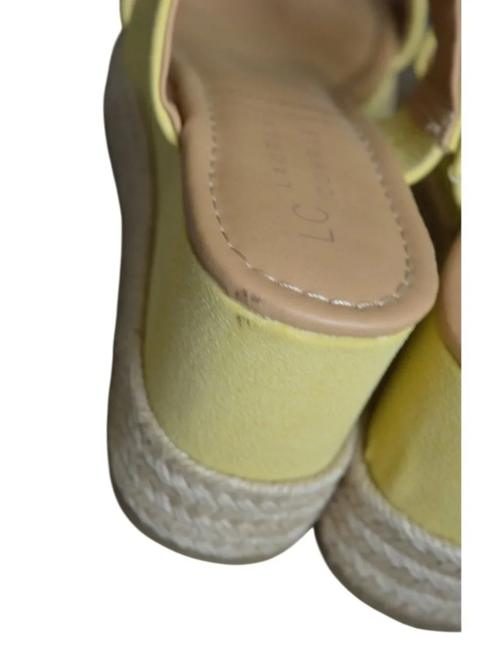LC Lauren Conrad Mimosa Yellow Wedge Sandals Women's Size 7 Spring Summer Boho